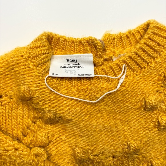 NWOT Zara Golden Yellow Heart Knitwear Sweater Infant 9-12 Months - Picture 8 of 10
